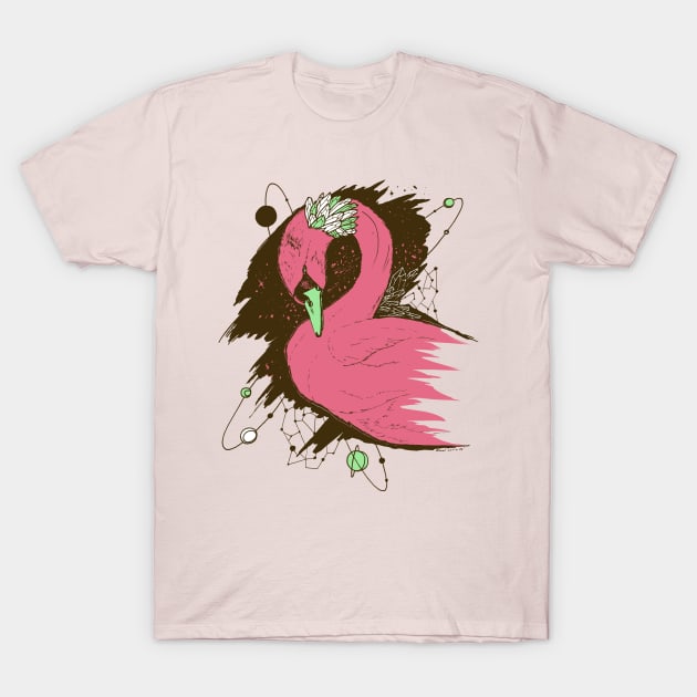 Pink Mint Swan Among The Stars T-Shirt by kenallouis